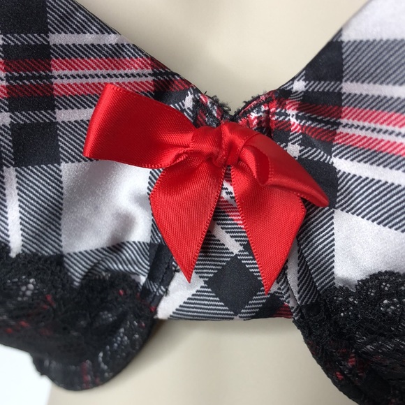 Cacique Red White Black Plaid Bra 44DDD PLUS SIZE - Picture 2 of 7